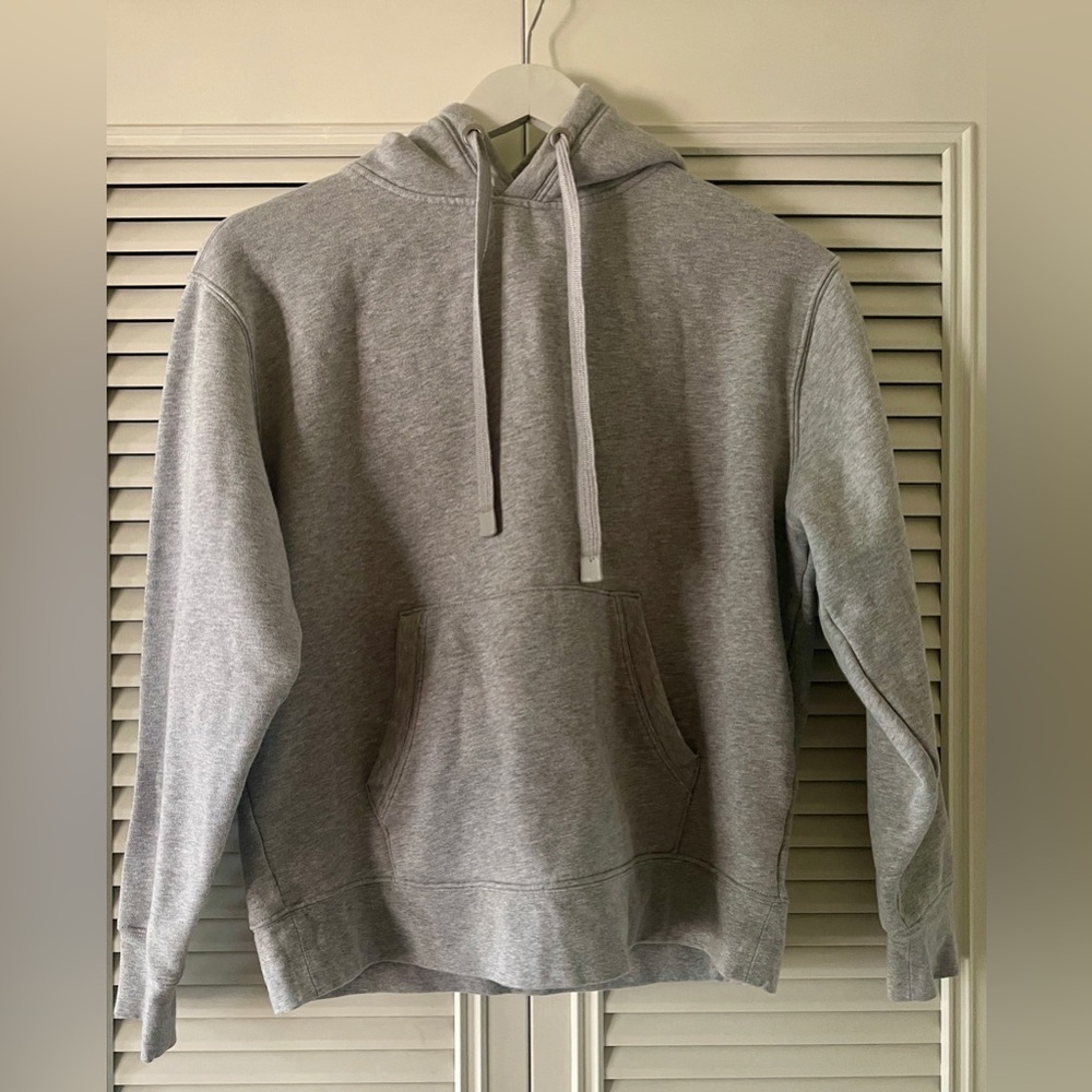 Athleta Retroplush Revive Hoodie Sweatshirt Size S Light Gray